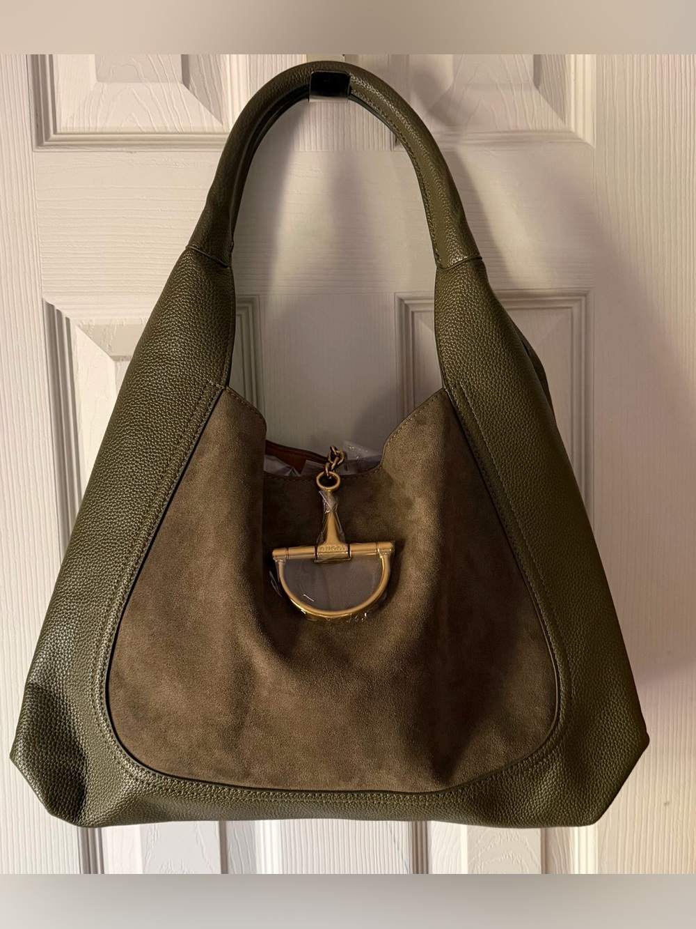 Soft Horse bit Olive Green Hobo Shoulder Bag